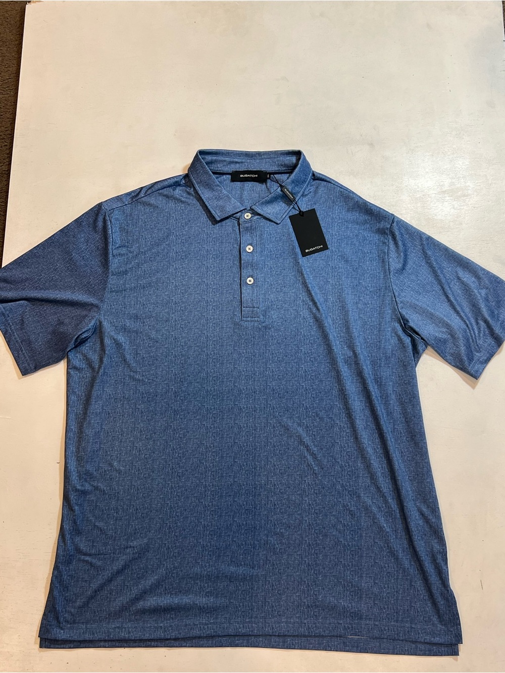 Bugatchi Heathered Blue Short-Sleeve Polo